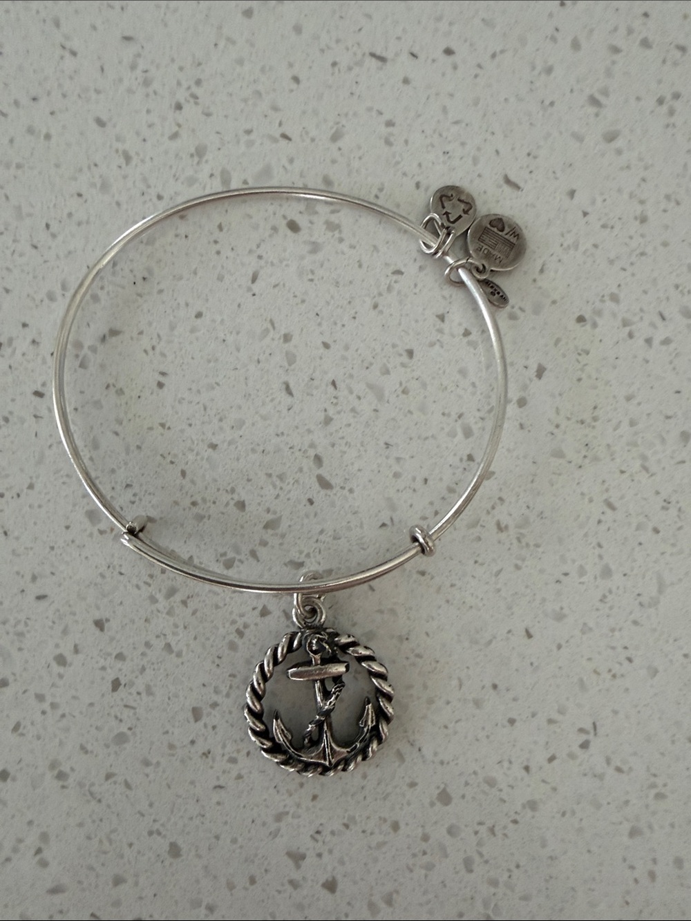 Alex and Ani Silver Anchor Rope Charm Bangle